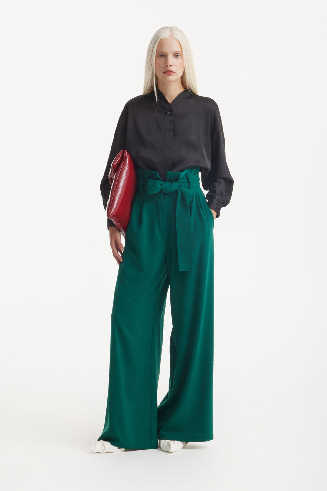 Dark Green High Waist Long Wide Leg Trousers XL Dark Green High Waist Long Wide Leg Trousers XL