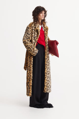 Demi-Season Animal Print Faux Fur Coat
