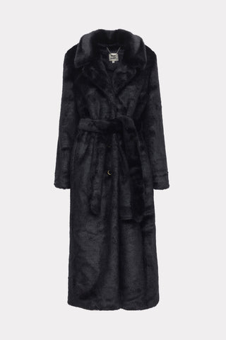 Demi-Season Solid Faux Fur Coat Black - Julia Allert