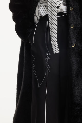 Elasticated Waist Trousers With Contrast Piping Black