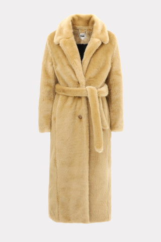 Demi-Season Solid Faux Fur Coat Warm Beige - Julia Allert
