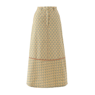 Designer Ankle Length A-Line Printed Skirt Beige