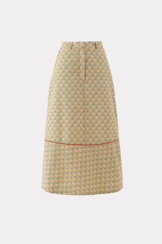 Designer Ankle Length A-Line Printed Skirt Beige