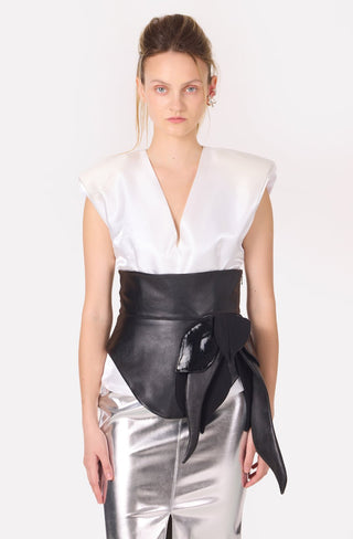 Designer Asymmetrical Faux Leather Belt Black - Julia Allert