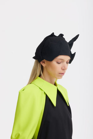 Designer Black Blouse Puff Sleeves Lime - Julia Allert