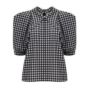 Designer Blouse Black-White Plaid