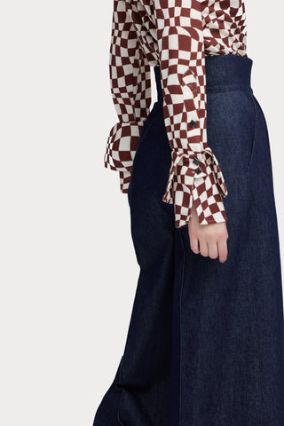 Designer Checkered Knit Shirt Brown - Julia Allert