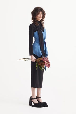 Elegant Evening Open Shoulder Midi Dress Black