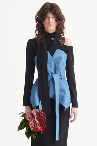 Designer Denim Corset Belt - Pale Blue