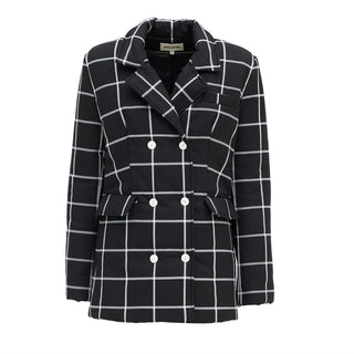 Designer Double-Breasted Jacket Plaid