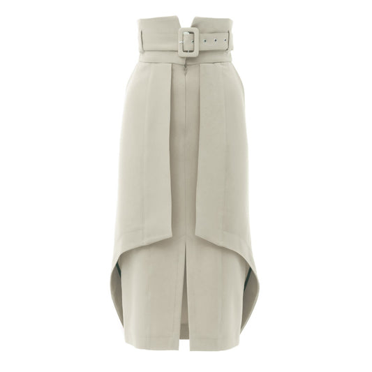 Designer Double Midi Skirt Beige Grey