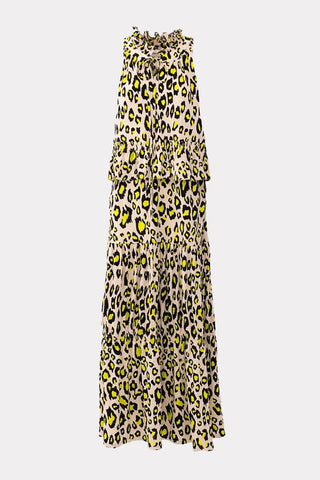 Designer Short Sleeveless Dress With Print Green