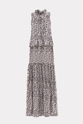 Designer Short Sleeveless Dress With Print Grey