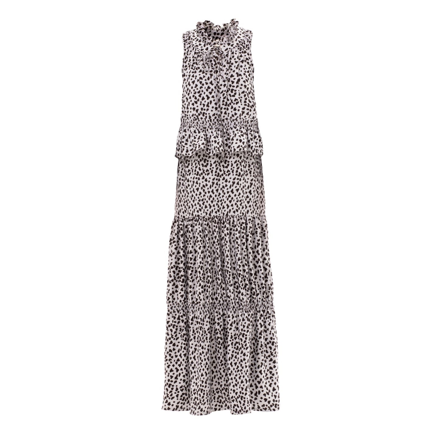 Designer Short Sleeveless Dress With Print Grey