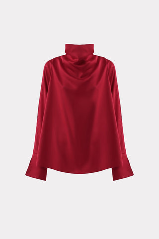 Designer Longsleeve Blouse Satin Red - Julia Allert