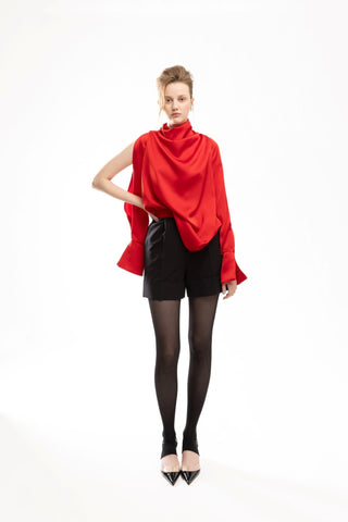 Designer Longsleeve Blouse Satin Red - Julia Allert