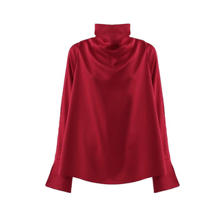 Designer Longsleeve Blouse Satin Red