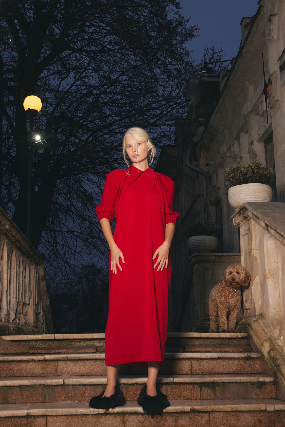 Designer Midi Dress Red