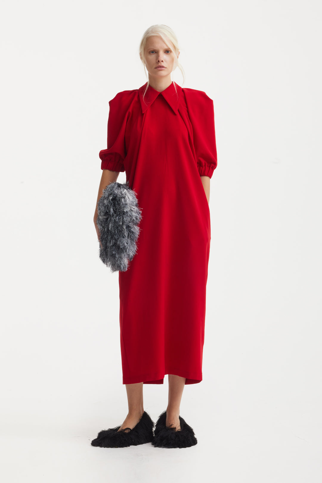 Designer Midi Dress Red XS Designer Midi Dress Red XS