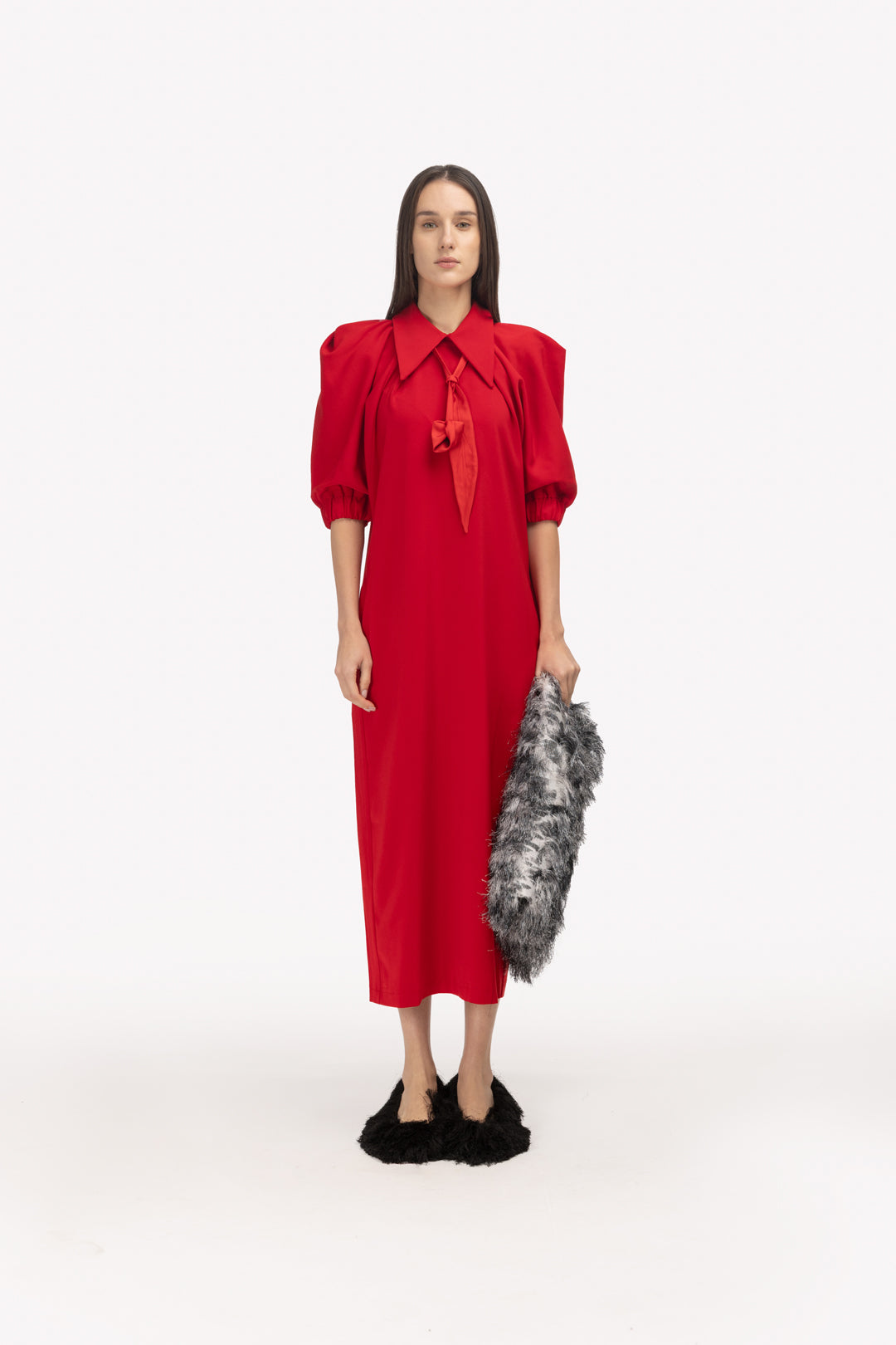 Designer Midi Dress Red XS Designer Midi Dress Red XS