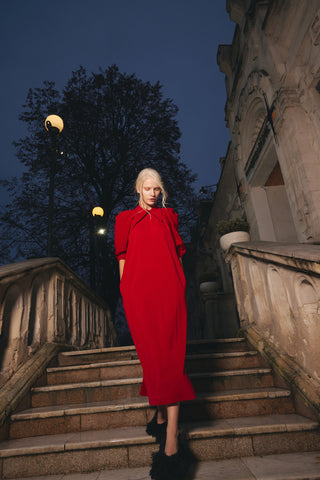 Designer Midi Dress Red