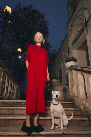 Designer Midi Dress Red