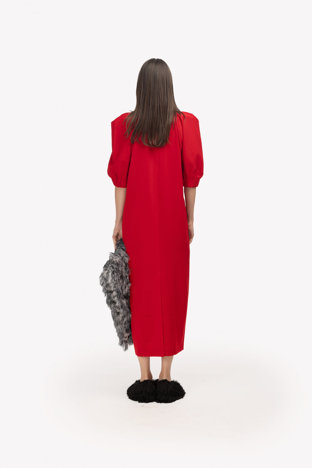 Designer Midi Dress Red Xs Designer Midi Dress Red Xs