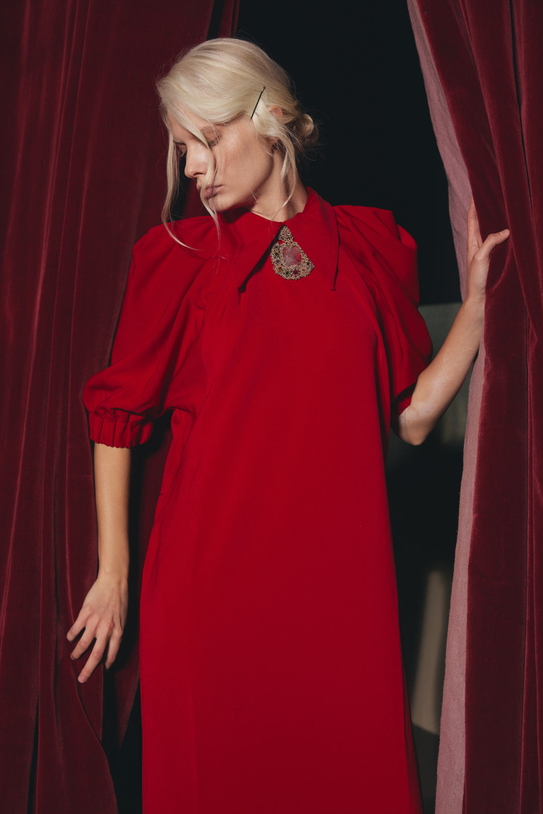 Designer Midi Dress Red XS Designer Midi Dress Red XS