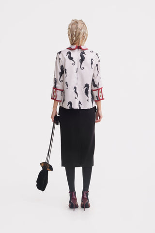 Designer Midi Straight Skirt With Wrap Detail Black - Julia Allert