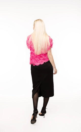 Designer Midi Straight Skirt With Wrap Detail Black - Julia Allert