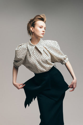 Designer Midi Straight Skirt With Wrap Detail Black - Julia Allert