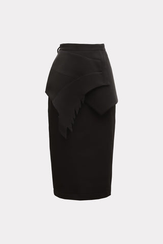 Designer Midi Straight Skirt With Wrap Detail Black - Julia Allert