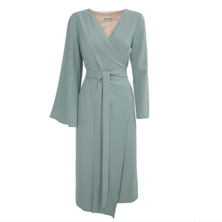 Designer Midi Wrap Solid Dress Menthol