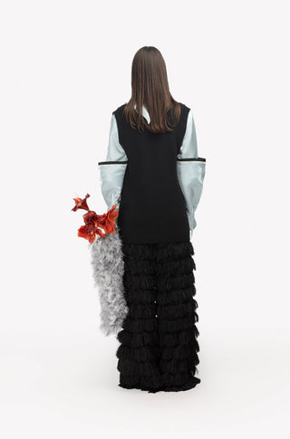 Designer Silk Organza Shirt With Double Sleeves – Menthol - Julia Allert