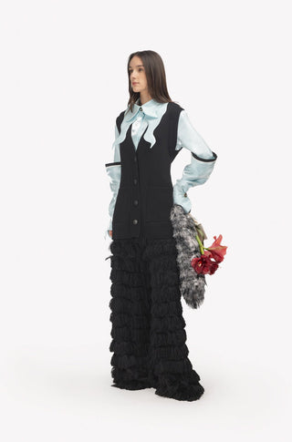 Designer Silk Organza Shirt With Double Sleeves – Menthol - Julia Allert