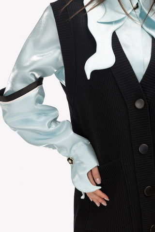Designer Silk Organza Shirt With Double Sleeves – Menthol - Julia Allert