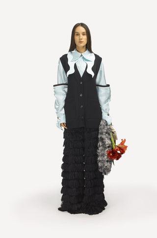 Designer Silk Organza Shirt With Double Sleeves – Menthol - Julia Allert