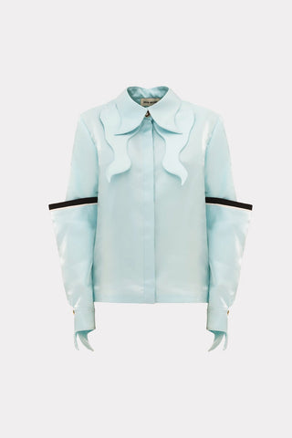 Designer Silk Organza Shirt With Double Sleeves – Menthol - Julia Allert