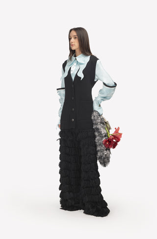 Evening Statement Fringe Palazzo Pants – Black