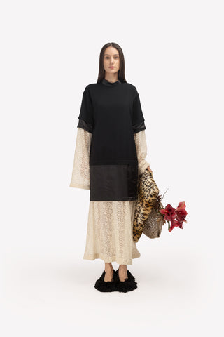 Designer T-Shirt Style Long Dress Black