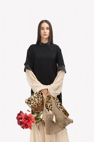 Designer T-Shirt Style Long Dress Black