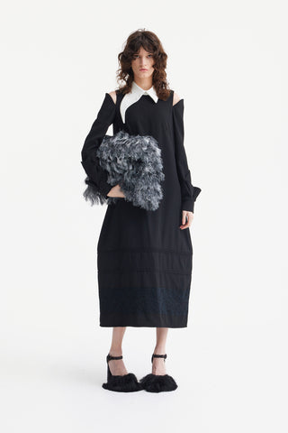 Textured Fringe Envelope Clutch Bag - Grey