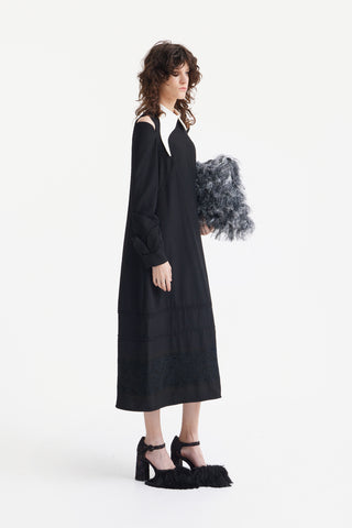 Designer Trapeze Dress With Unique Detailing Black