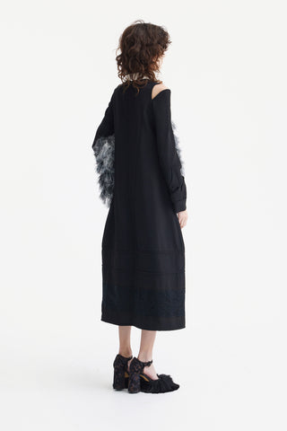 Designer Trapeze Dress With Unique Detailing Black