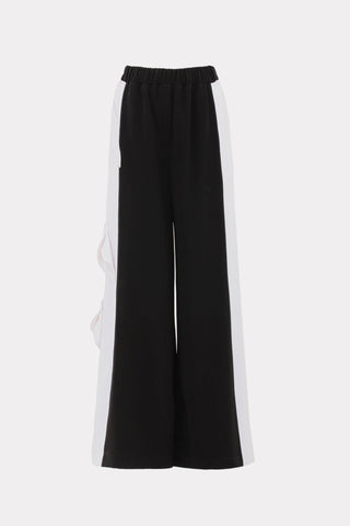 Designer Two-Tone Palazzo Trousers - Black White - Julia Allert