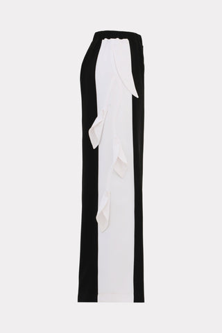 Designer Two-Tone Palazzo Trousers - Black White - Julia Allert
