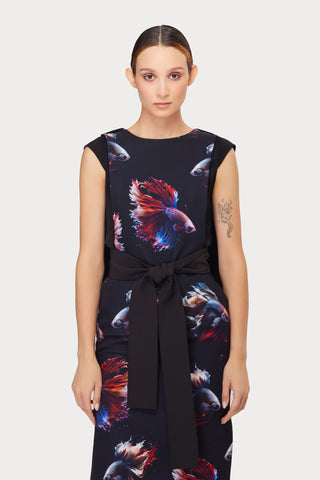 Designer Unique Dress With Print Black