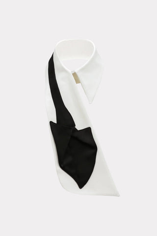 Detachable Shirt Collar With Sculptural Tie White - Julia Allert