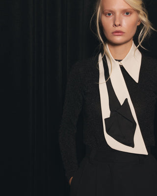 Detachable Shirt Collar With Sculptural Tie White - Julia Allert
