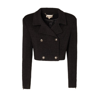 Double-Breasted Cropped Coat Black